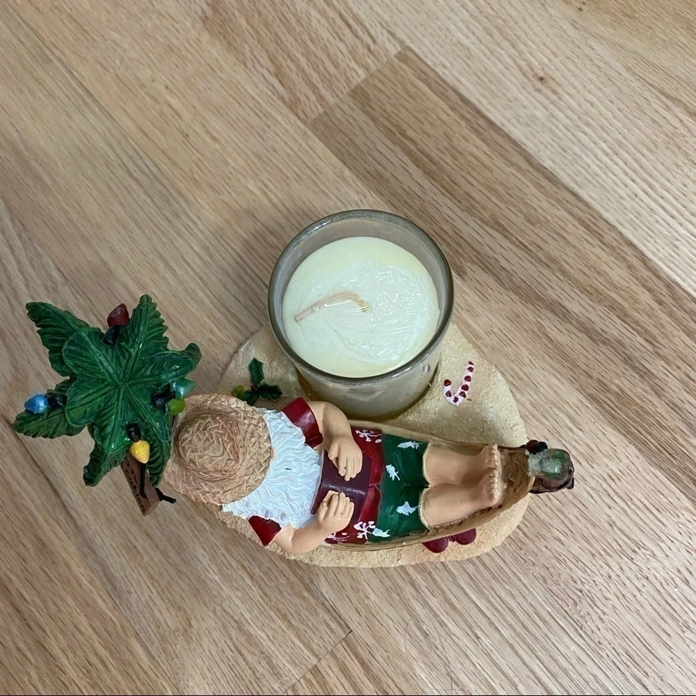 Yankee Candle Santa On Vacation Votive Candle Christmas Palm Tree Hammock